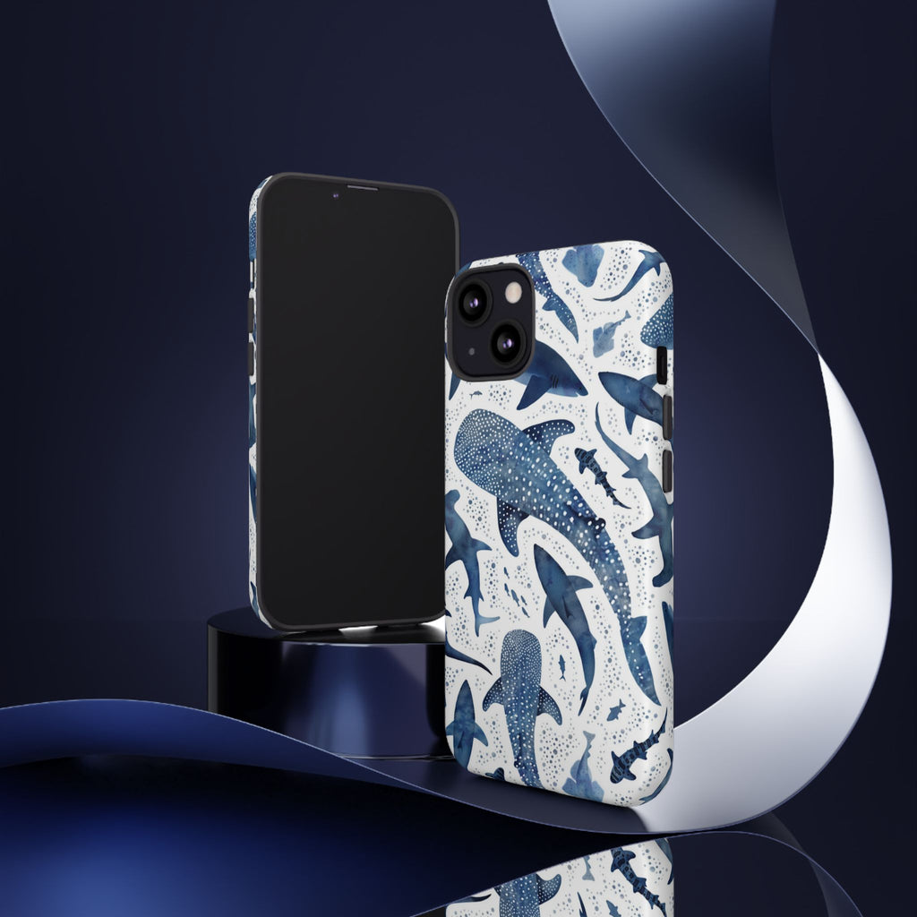 Blue Watercolour Whale Shark Tough Cases
