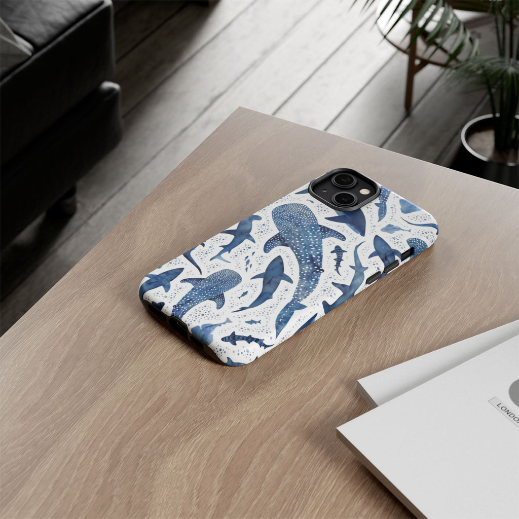 Blue Watercolour Whale Shark Tough Cases