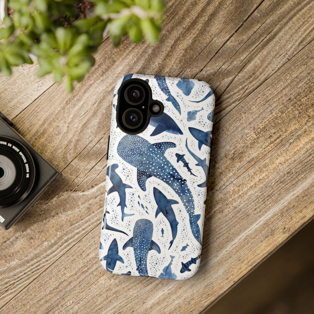 Blue Watercolour Whale Shark Tough Cases
