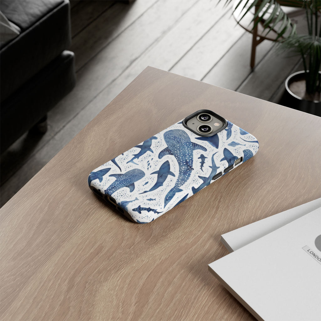 Blue Watercolour Whale Shark Tough Cases
