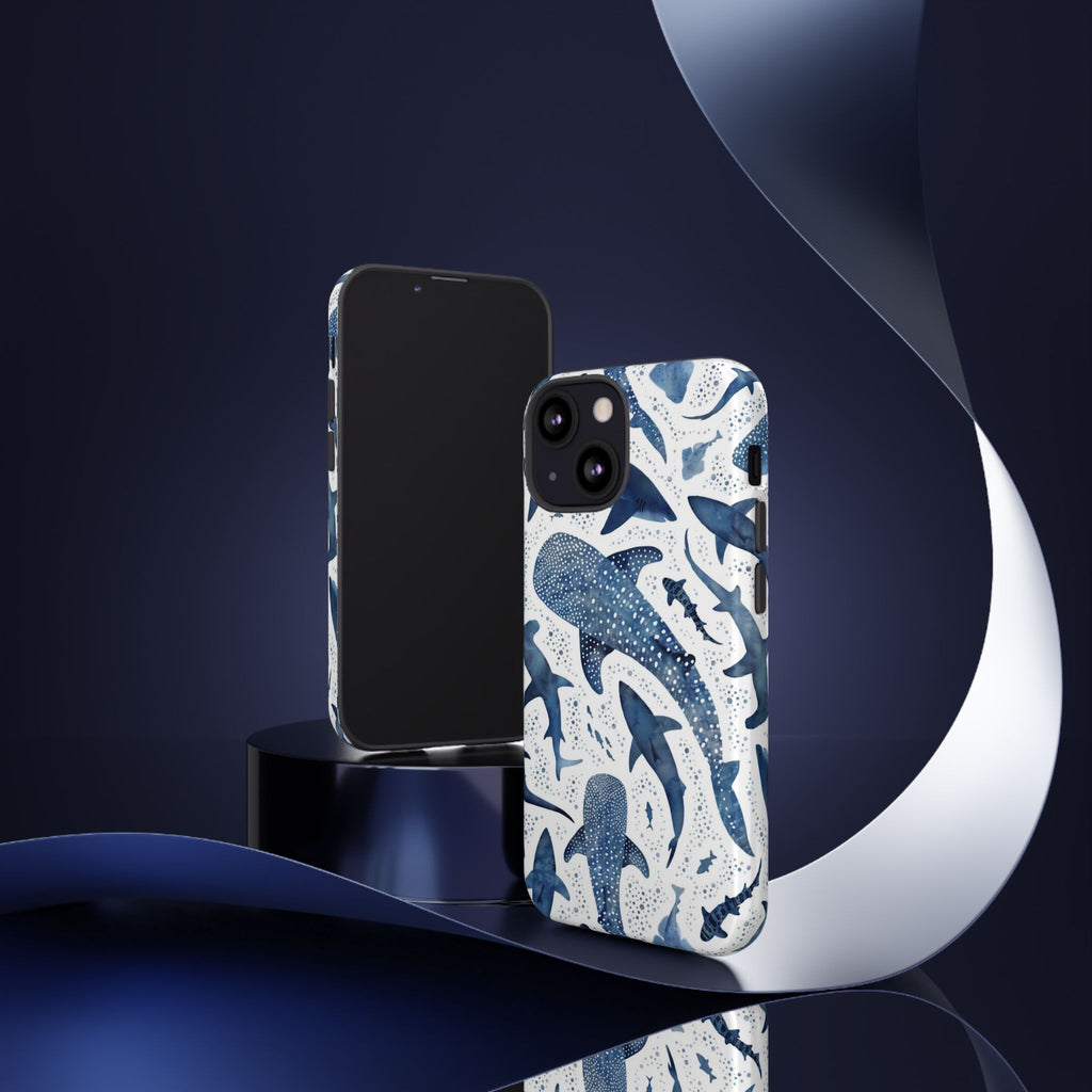 Blue Watercolour Whale Shark Tough Cases