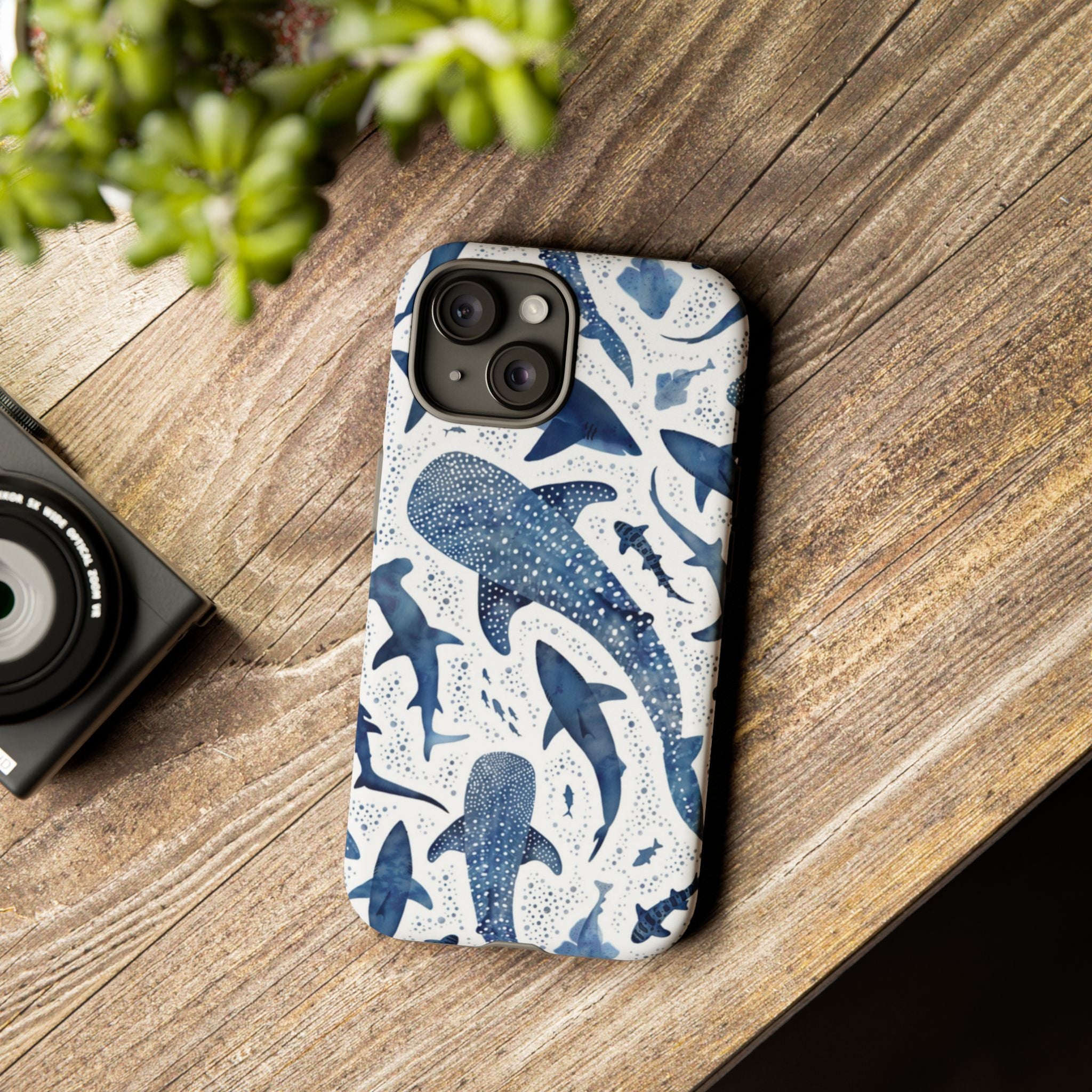 Blue Watercolour Whale Shark Tough Cases
