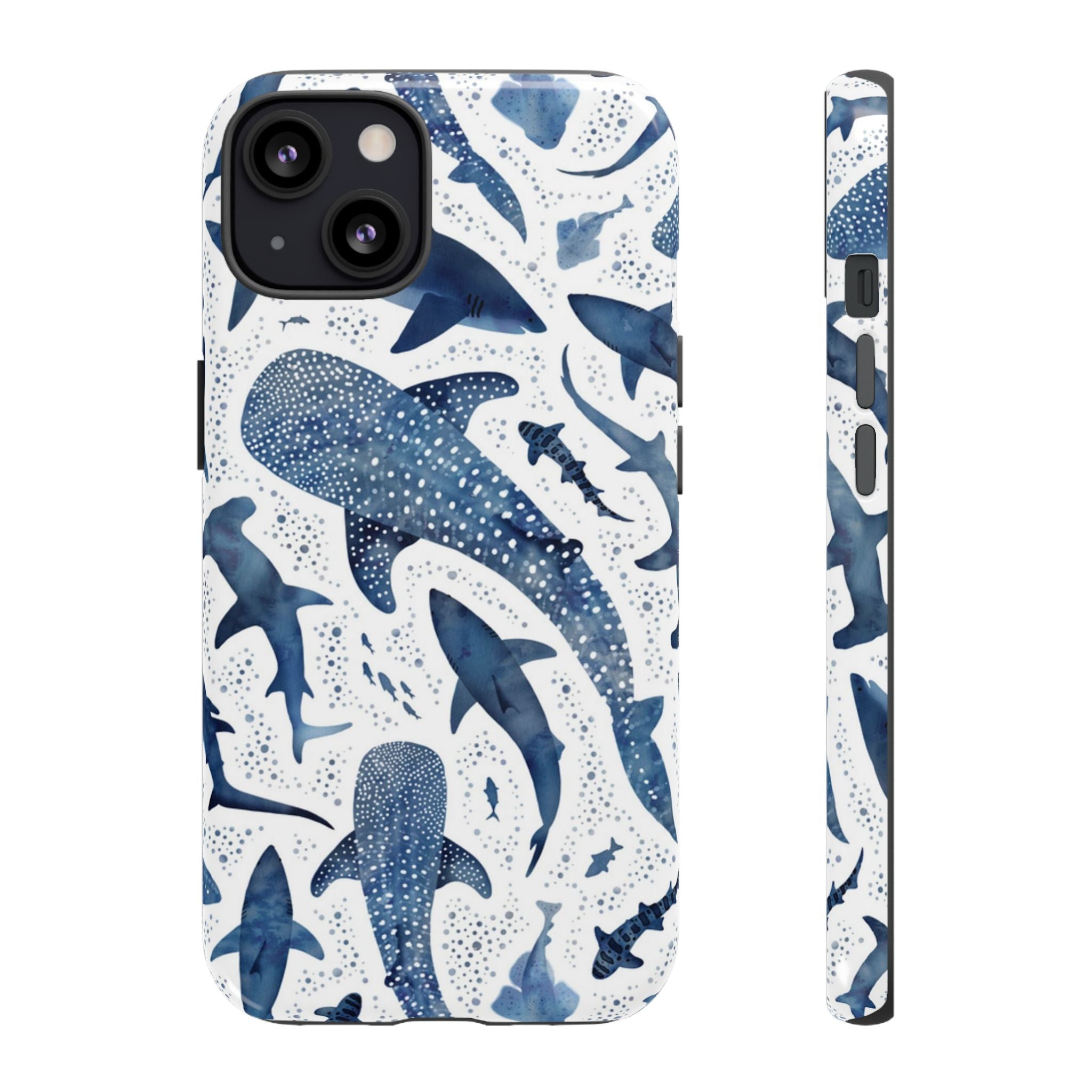 Blue Watercolour Whale Shark Tough Cases