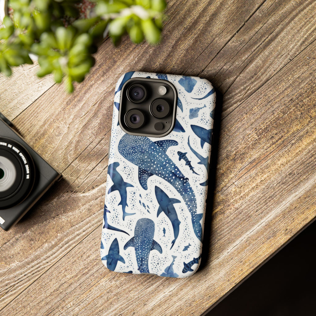 Blue Watercolour Whale Shark Tough Cases