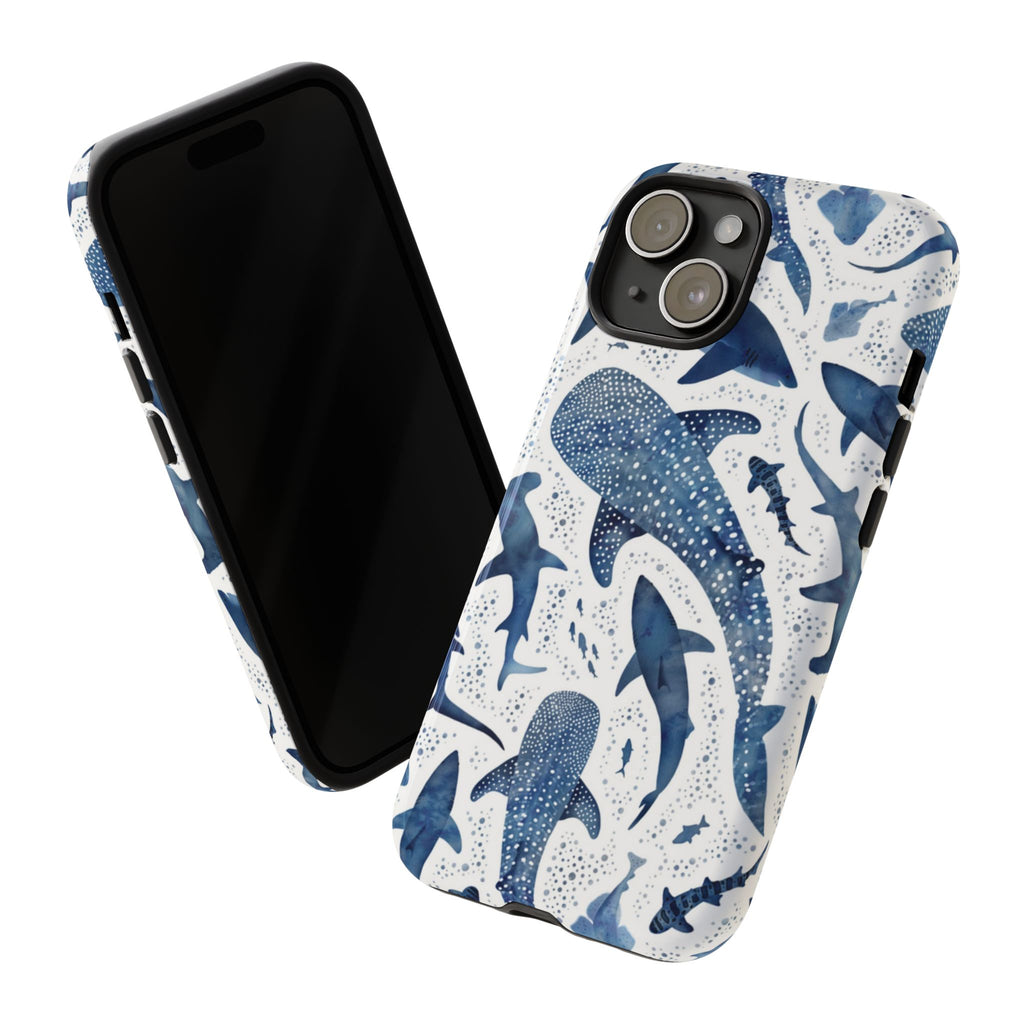 Blue Watercolour Whale Shark Tough Cases